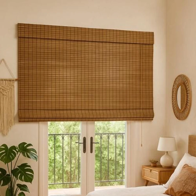 Buy linen touch outdoor bamboo blinds for doors in Blue Water Dubai