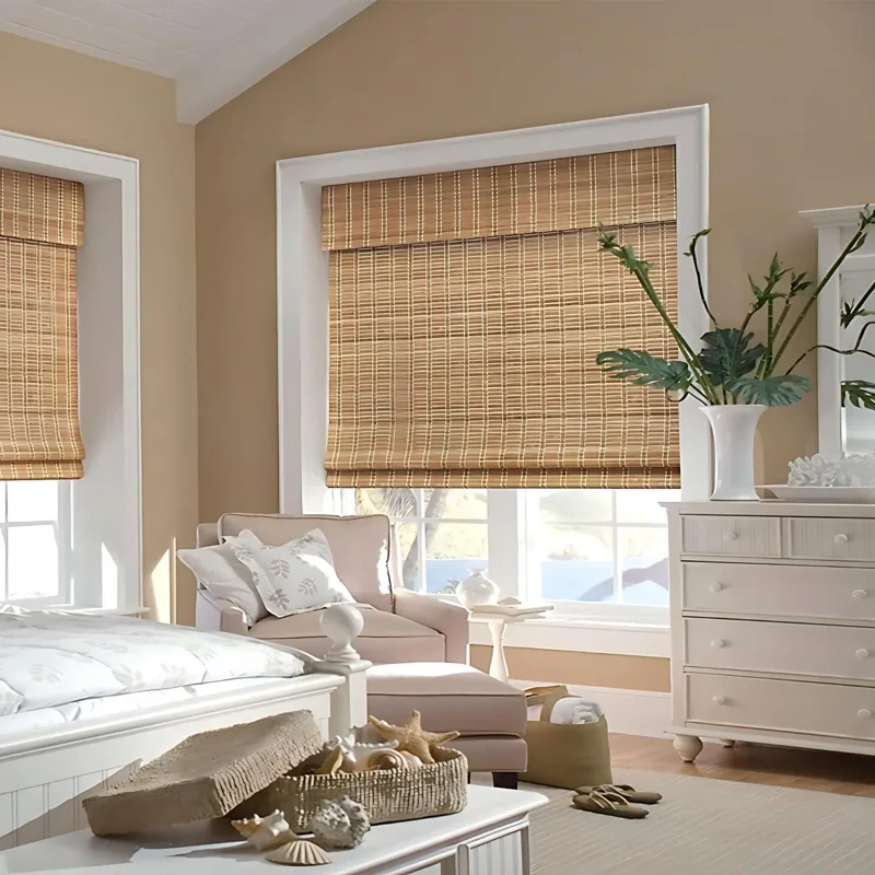 Cordless woven wood bamboo blinds in Dubai