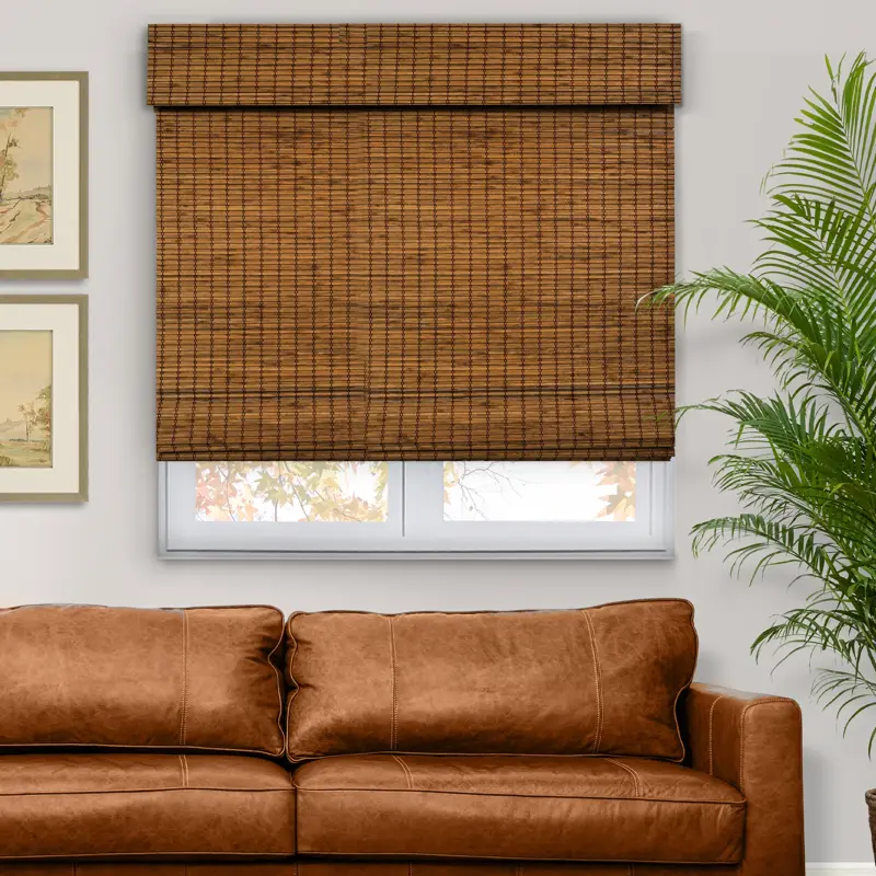 Custom oak line bamboo shades for living rooms Downtown Dubai