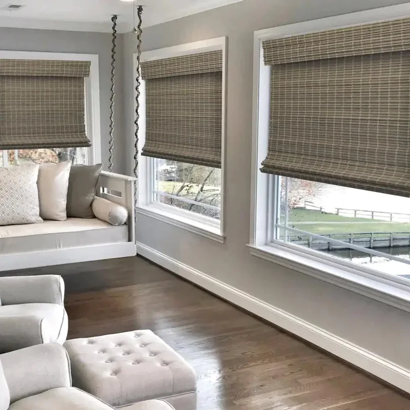 Driftwood bamboo blinds natural finish in Palm Jumeriah