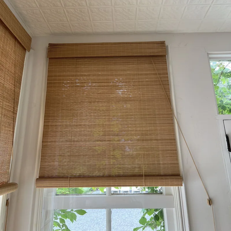 Golden shade bamboo blinds for balcony