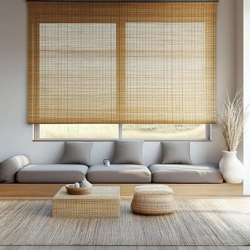 Natural weave bamboo blinds for windows in Dubai