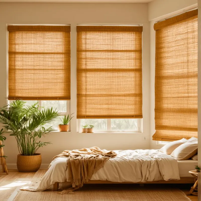 Warm horizon bamboo wooden blinds for bedrooms