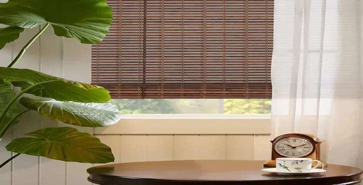 Tropical line bamboo blinds Dubai balcony view