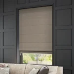 Bijou Linen Taupe And Truffle Trimmed Roman Blinds Dubai