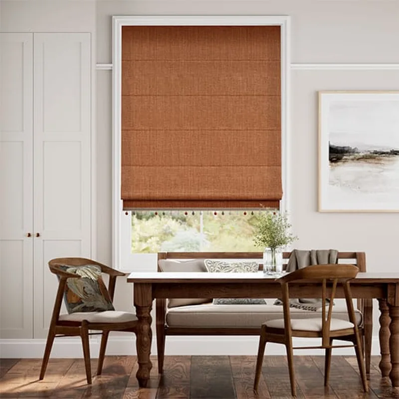 Cavendish Cinnamon and Cayenne Trimmed Roman Blind