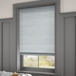 Filigree Misty Blue Roman Blinds