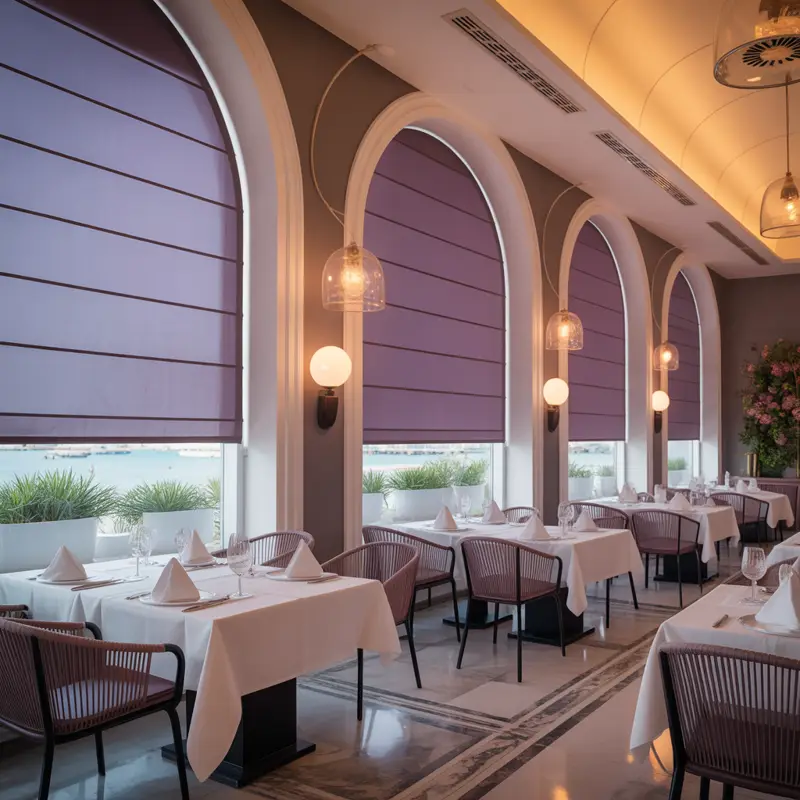 Get Purple Roller Blinds For Restaurant & Cafes
