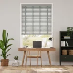 Buy Atlanta Warm Grey & Tin Faux Wooden Blinds For Study Room in Dubai
