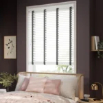 Buy Pristine White & Tapestry Mono Faux Wood Blinds 50mm Slat