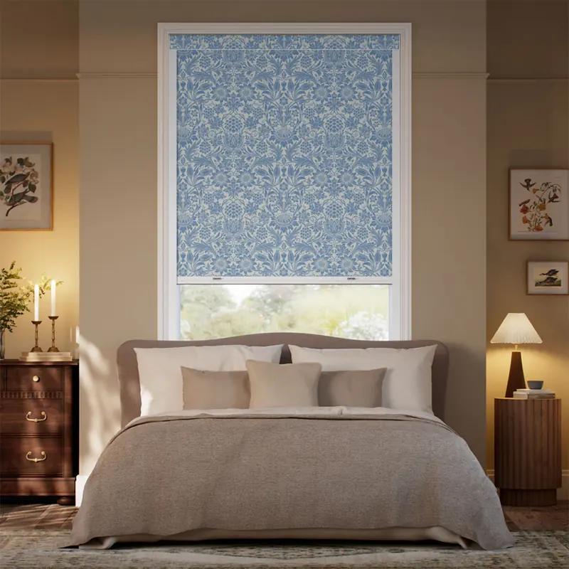 Click2Shade Complete Blackout William Morris Sunflower China Blue Blinds Dubai