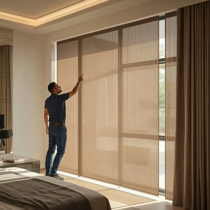 Final quality inspection after blackout blinds installation in Dubai