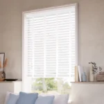 Fine White & Glacier Faux Wood Blind - 50mm Slat