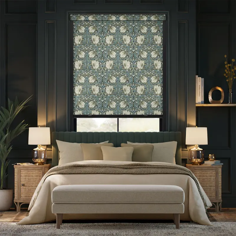 Get Blackout William Morris Pimpernel Soft Green Roller Blinds in All Over The Dubai