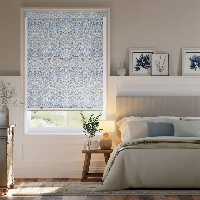 Get Click2Shade Complete Blackout William Morris Blackthorn China Blue Roller Blinds in Dubai Marina