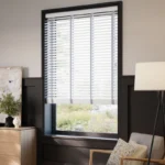 Ice White & Chevron Silver Faux Wood Blind - 50mm Slat