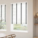 Ice White & Jet Faux Wood Blind - 50mm Slat