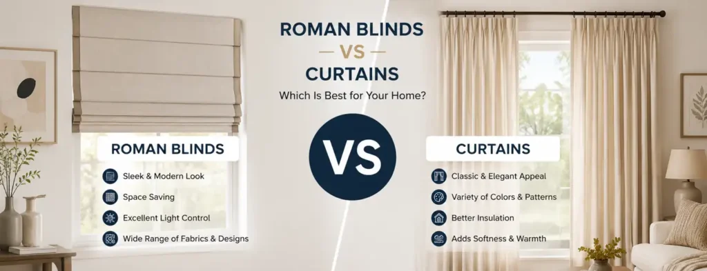 Roman Blinds Vs Curtains in Dubai