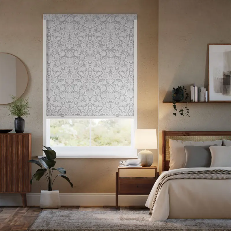 Shop Blackout William Morris Sunflower Manor Grey Roller Blinds For Bedrooms In Dubai
