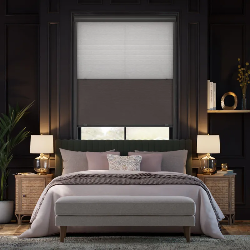 Shop Click2Shade Complete Blackout Night & Day Duo Dark Grey Thermal Blinds in Dubai