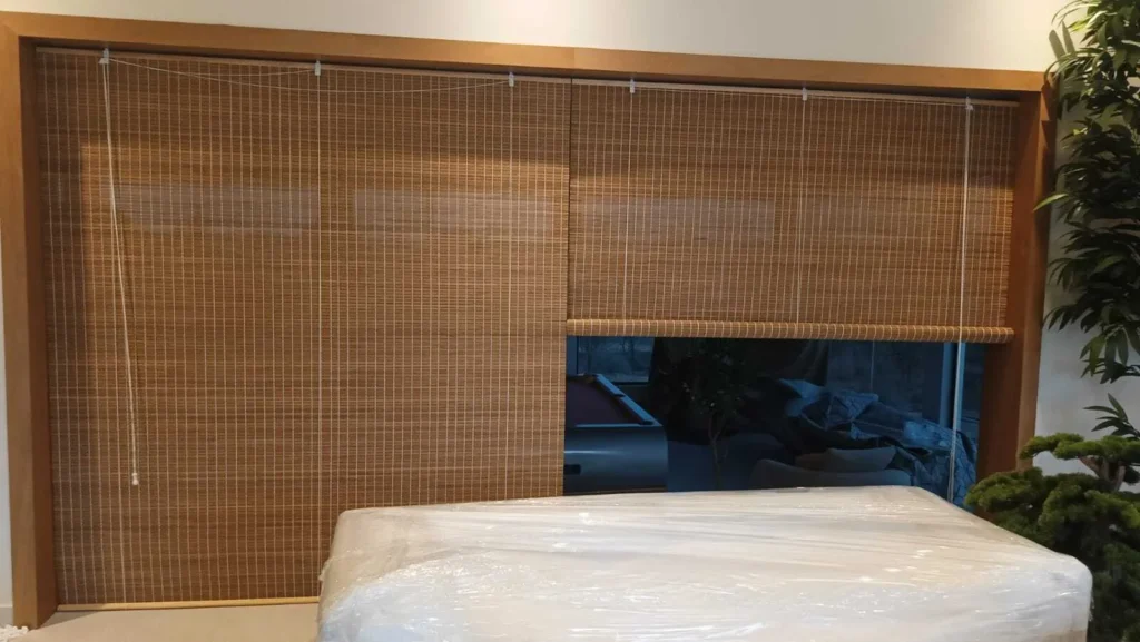 custom-brown-bamboo-blinds-modern-dubai-bedroom